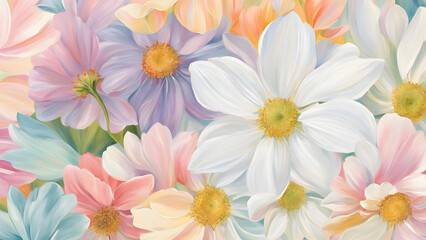 Obraz premium A colorful bouquet of flowers with a white flower in the middle