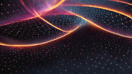 A colorful, abstract image with a lot of dots and lines