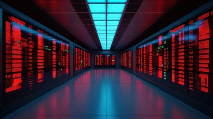 Obraz premium An AIpowered financial trading floor with glowing data streams and automated systems, symbolizing AI in finance