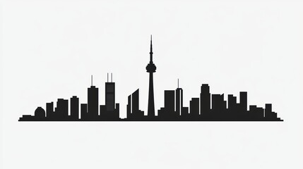 Fototapeta premium Minimalist Skyline Silhouette with Geometric Design