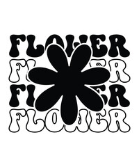 Flower groovy, wavy, hippie, 70s svg, t-shirt, design	