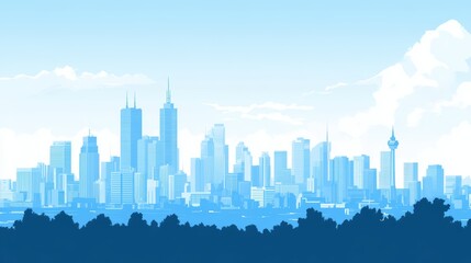 Fototapeta premium Modern Skyline Silhouette with Clean Design