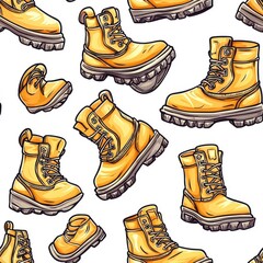 Seamless pattern of boots isolated on a white background.