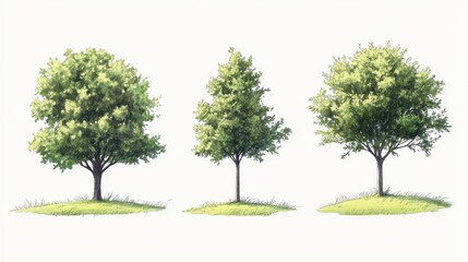 A simple guide showing how to draw a tree, from basic shapes to a full illustration, educational line drawing, isolated on a clean white background.