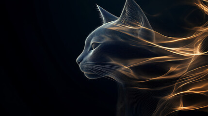 Neon Cat, wallpaper, a glowing art of a cute pet