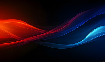 A sleek and modern desktop wallpaper background featuring abstract waves of red, blue, and black colors against a dark gradient backdrop.