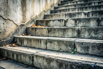 dirty cement staircase with broken step Extreme Close-Up
