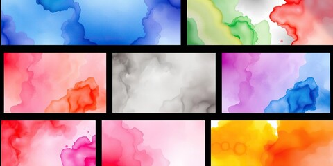 Various vector colorful watercolor backgrounds ideal for business card and flyer templates, colorful, business card, flyer template