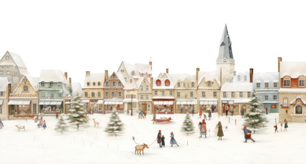 Obraz premium PNG Christmas market outdoors winter snow.