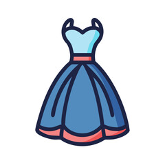 ball gown  vector icon, dress icon, vector clothing icon - simple vector illustration of a ball gown , in a simple and clean style, for business and fashion graphics. clothing flat illustration.