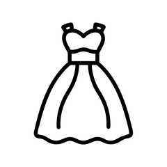 ball gown  vector icon, dress icon, vector clothing icon - simple vector illustration of a ball gown , in a simple and clean style, for business and fashion graphics. clothing flat illustration.