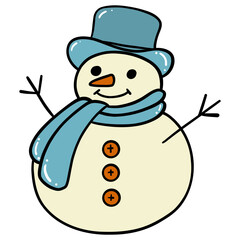 snowman color line icon with white background vector stock illustration