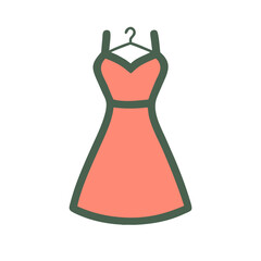 halter dress  vector icon, dress icon, vector clothing icon - simple vector illustration of a halter dress , in a simple and clean style, for business and fashion graphics. clothing flat illustration.