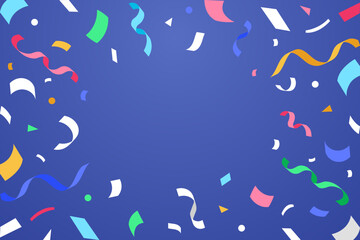 Colorful confetti border frame repeat pattern background. Holiday poster concept. Shiny carnival confetti decoration.