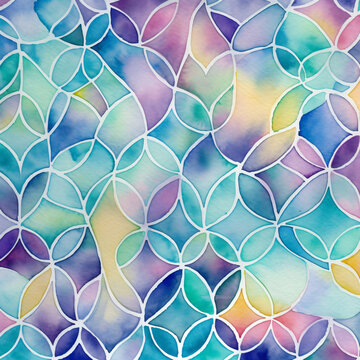 Watercolor abstract pattern vibrant color blend, geometric organic shapes,design background, artistic decor, textile print,wallpaper,modern art print,home,scale,mermaid,trpe,reverse,coloring,book,