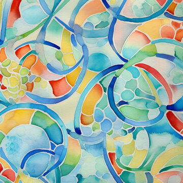 Watercolor abstract pattern vibrant color blend, geometric organic shapes,design background, artistic decor, textile print,wallpaper,modern art print,home,scale,mermaid,trpe,reverse,coloring,book,