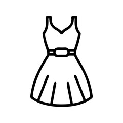 midi dress  vector icon, dress icon, vector clothing icon - simple vector illustration of a midi dress , in a simple and clean style, for business and fashion graphics. clothing flat illustration.