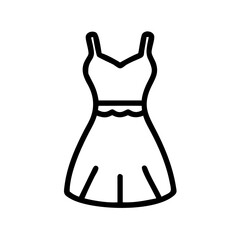 midi dress  vector icon, dress icon, vector clothing icon - simple vector illustration of a midi dress , in a simple and clean style, for business and fashion graphics. clothing flat illustration.