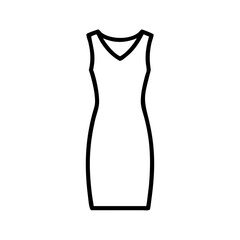 sheath dress  vector icon, dress icon, vector clothing icon - simple vector illustration of a sheath dress , in a simple and clean style, for business and fashion graphics. clothing flat illustration.