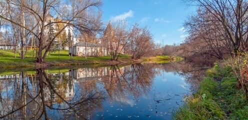Autumn in Izmailovo Park on the pond