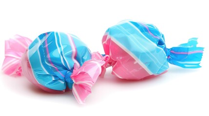 Candy on a white background presents a sweet and enticing sight. A colorful display of treats that brings joy and indulgence. 