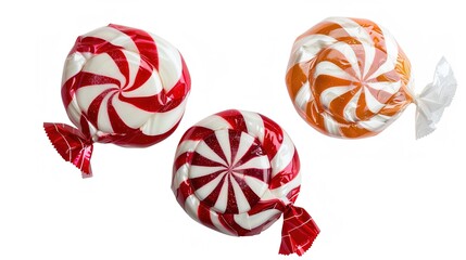Candy on a white background presents a sweet and enticing sight. A colorful display of treats that brings joy and indulgence.