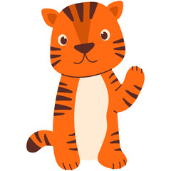 Little Cute Tiger Illustration. National Tiger Day Celebration. Isolated Vector Graphic.