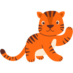 Little Cute Tiger Illustration. National Tiger Day Celebration. Isolated Vector Graphic.