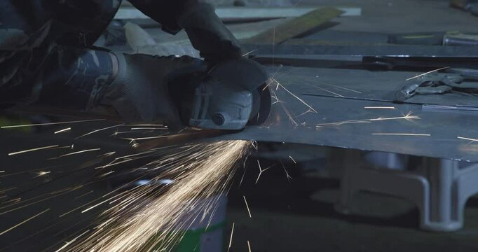Angle grinder steel cutting