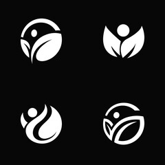 Organic Healthy Food creative leaf icon illustration vector layout