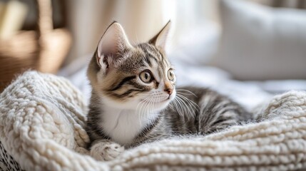 Fototapeta premium Image of small kitty, perfect for pet lovers or cute-themed designs.