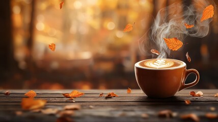 Artistic depiction of a cappuccino cup with swirling steam