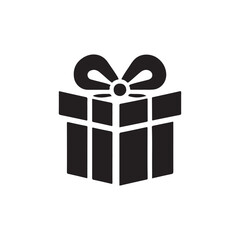 Isolated Gift Box with Ribbon Silhouette Vector Illustration.