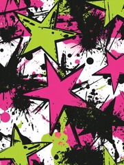Stars on pink and green background