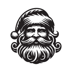 Isolated Santa Silhouette Vector on Clean White Design.