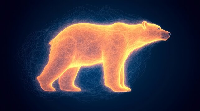 Glowing Illustration of a Polar Bear in Neon Style