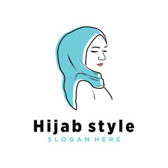Vector hijab vector with unique beauty concept logo design premium vector