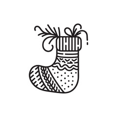 Isolated Christmas Sock Silhouette - Vector Icon Design.