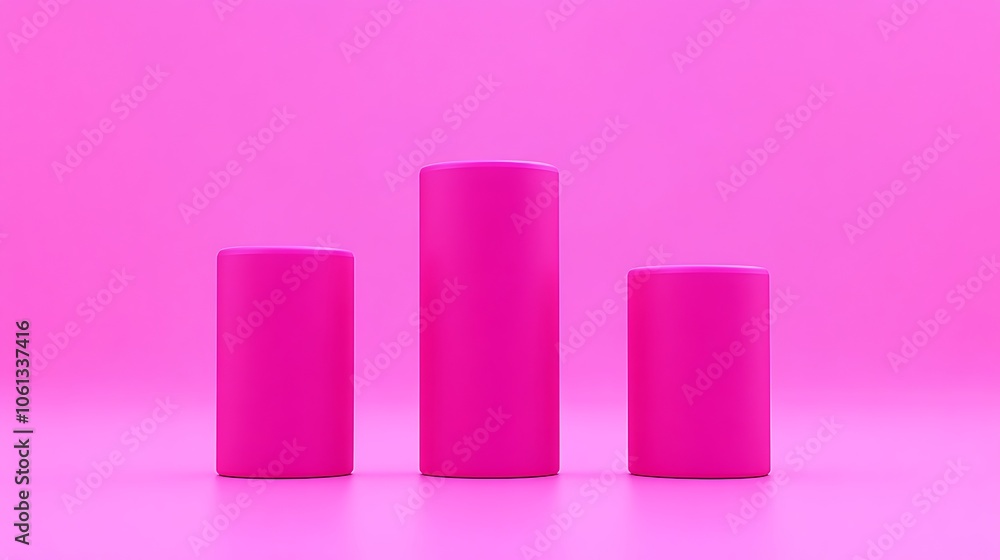 Poster pink cylinders on a pink background subtle blur background with space for custom text