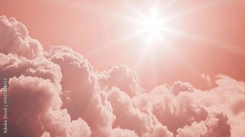 Aufkleber pink sky clouds background simple neutral background with free space for design