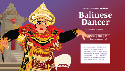Flat design Indonesian Balinese Dancer illustration
