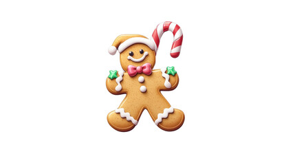 Fototapeta premium Cheerful Gingerbread Man with Candy Cane