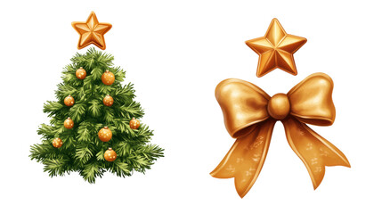 Festive Christmas Tree and Bow Decoration