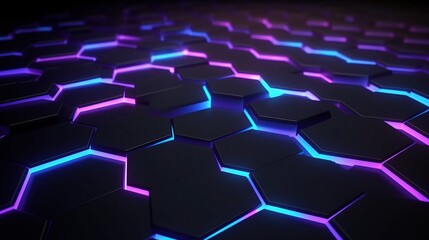 Obraz premium Glowing Minimal Hexagon Pattern in Blue and Purple