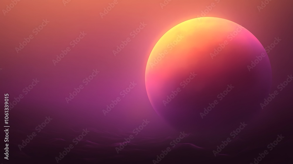 Aufkleber abstract planet in purple sky plain textured background for web design and copy
