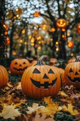 Pumpkins on Leaves
