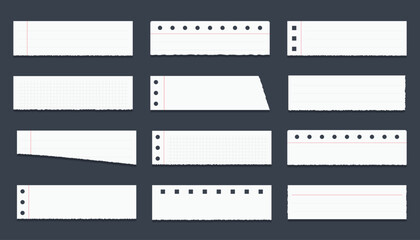 Obraz premium Set of blank torn paper pieces, vector eps10 illustration