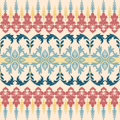 vector, Victorian Damask Pattern, Pastel Cream,Vintage style Luxury, Seamless, Oriental Ethnic, Traditional, Aztec Abstract, Design for Surface, Fabric, Clothing, Textiles and Decor.