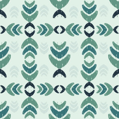 Ethnic geometric pattern, ethnic, ikas, on a pastel green background, Native American tribal fabric design, for tiles and rugs, seamless, intricate ornamental pattern, textile.