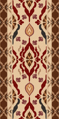 Vector Pattern Ethnic Ikat, Cream Brown Pastel Tones Luxury Seamless Oriental Ethnic Traditional Aztec Abstract Design for Carpets, Textures, Fabric, Clothing, Textiles and Decor.